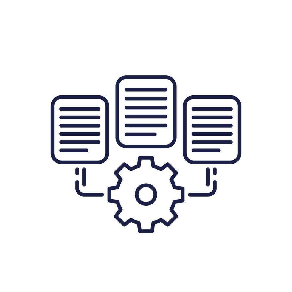 data management line icon with documents vector