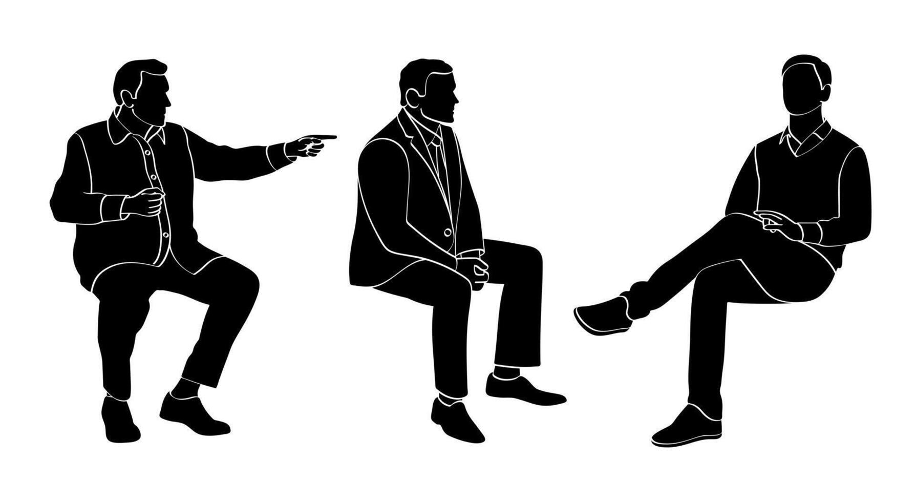 Business people meeting silhouette in black color vector