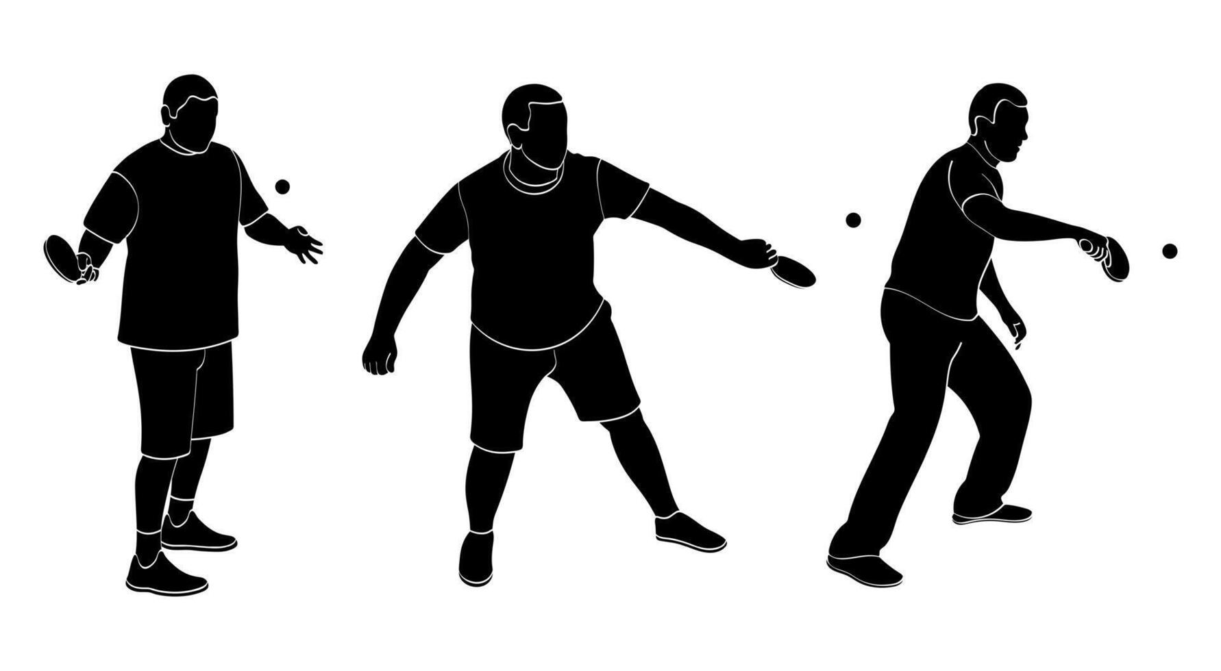 Table tennis player holding a racket, athlete with a racket, male black silhouette vector