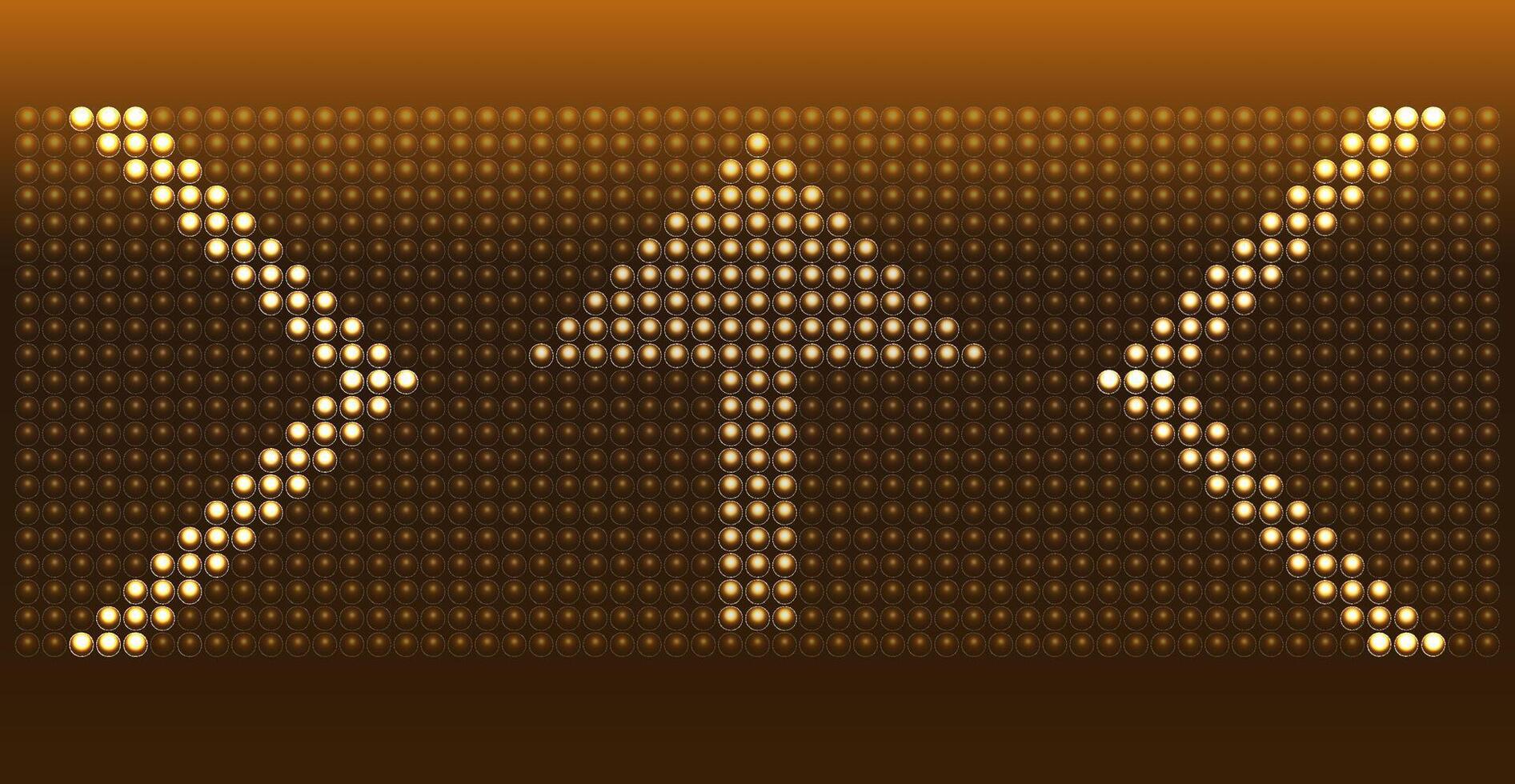 Directional LED display with arrows indicating movement and guidance in a dimly lit environment. vector