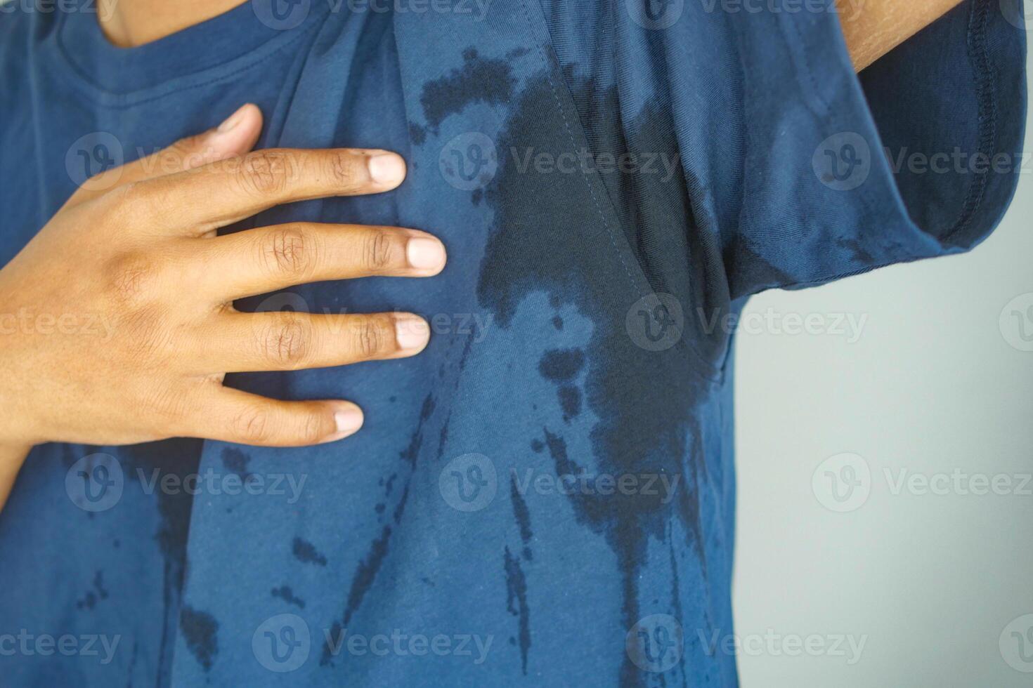 Sweaty shirt and uncomfortable feeling during warm weather activities photo