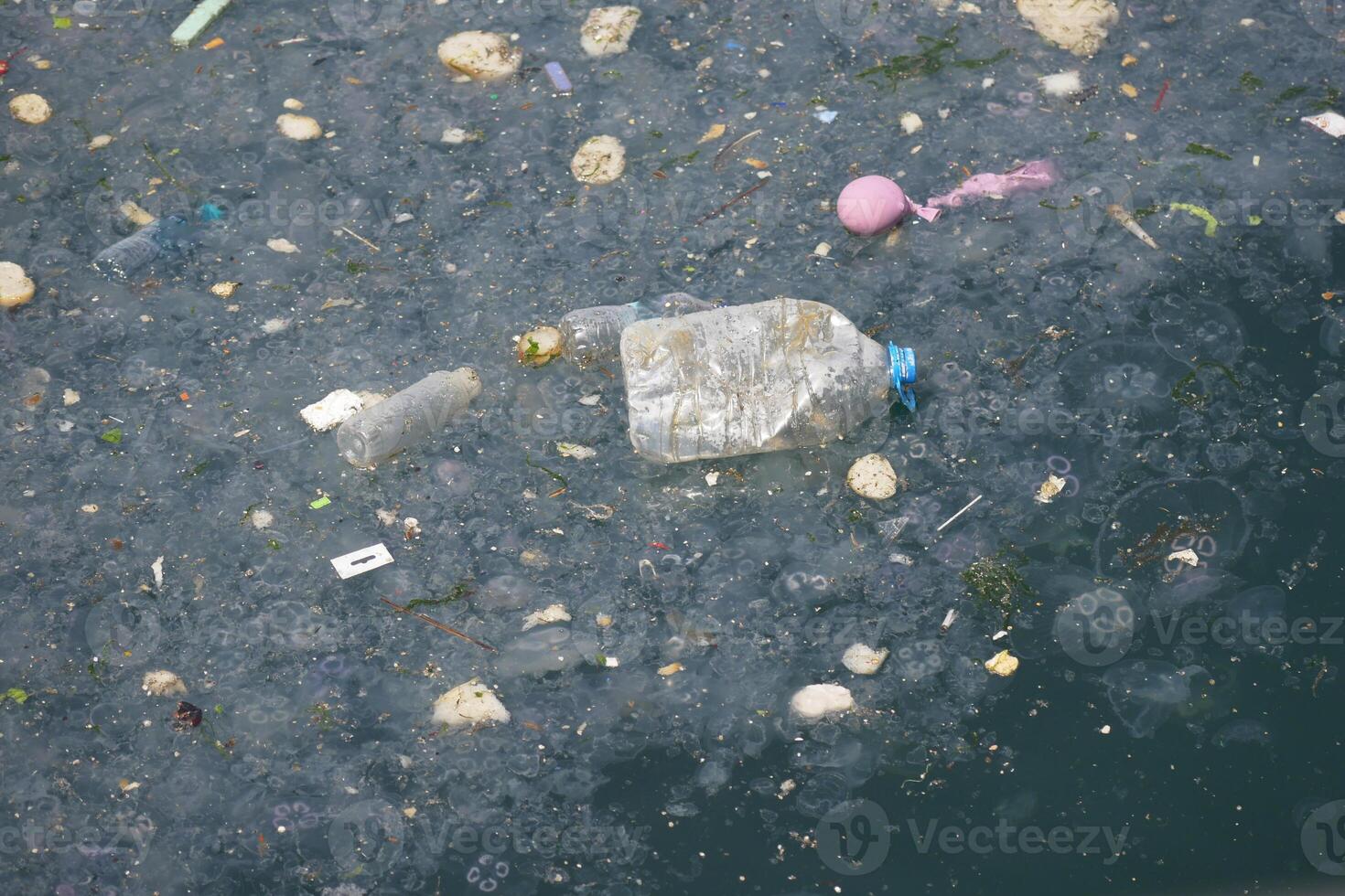 Waterway pollution shows environmental and waste problems photo