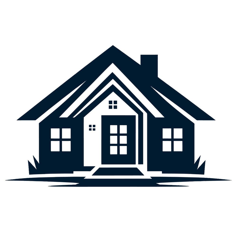 A house with a door and windows on a white background vector