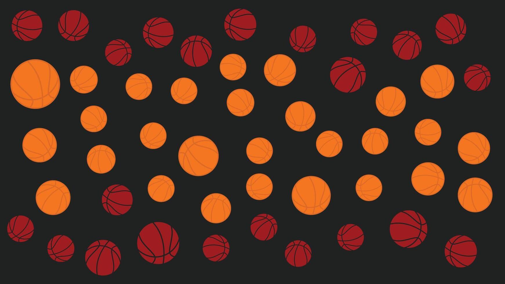 Seamless Pattern of Red and Orange Basketball Balls on Black Background vector