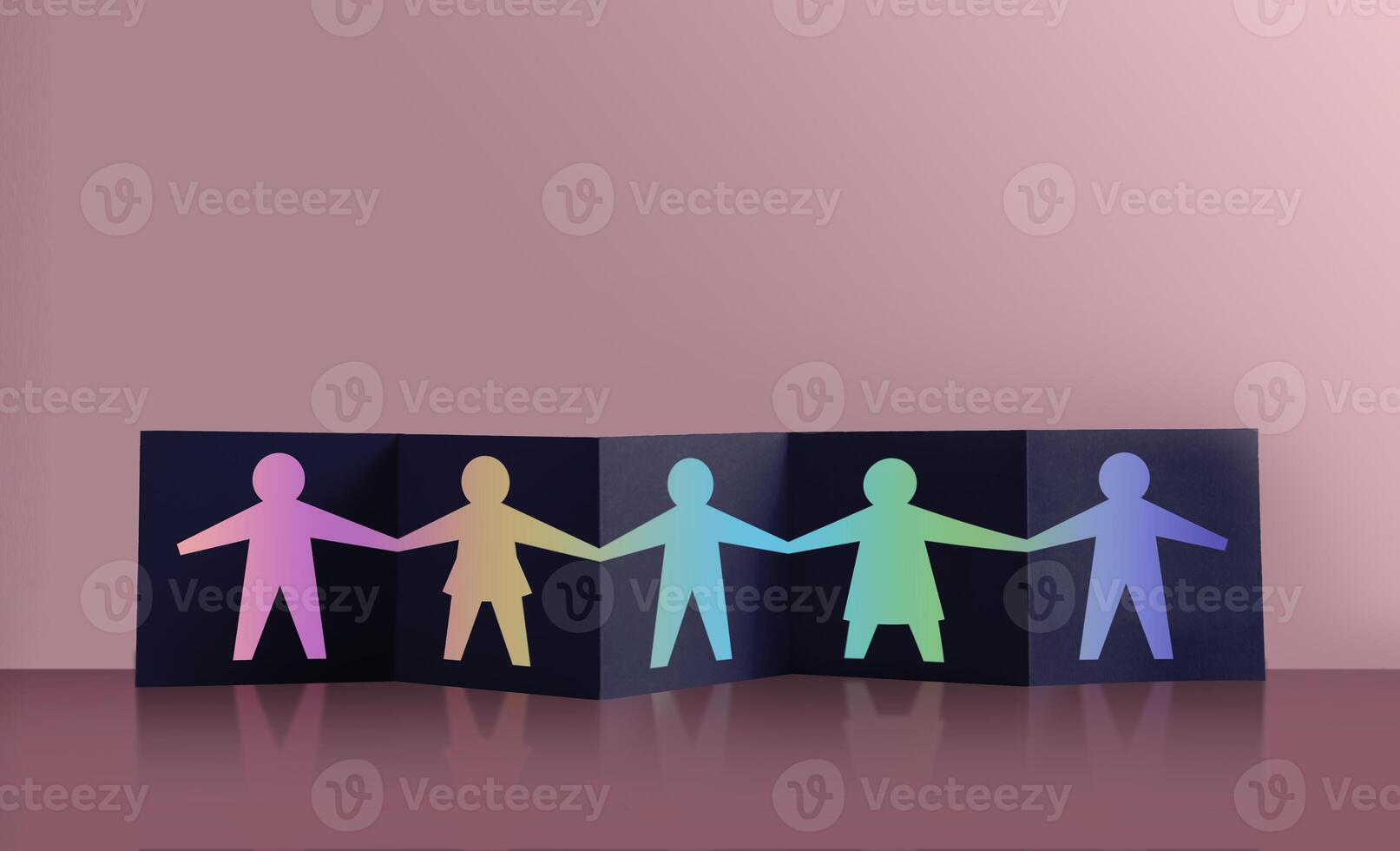 Love, Community and Unity Concepts. Social Cooperation. Organization or Charity. Paper cut as Group of People Holding Hands Together photo