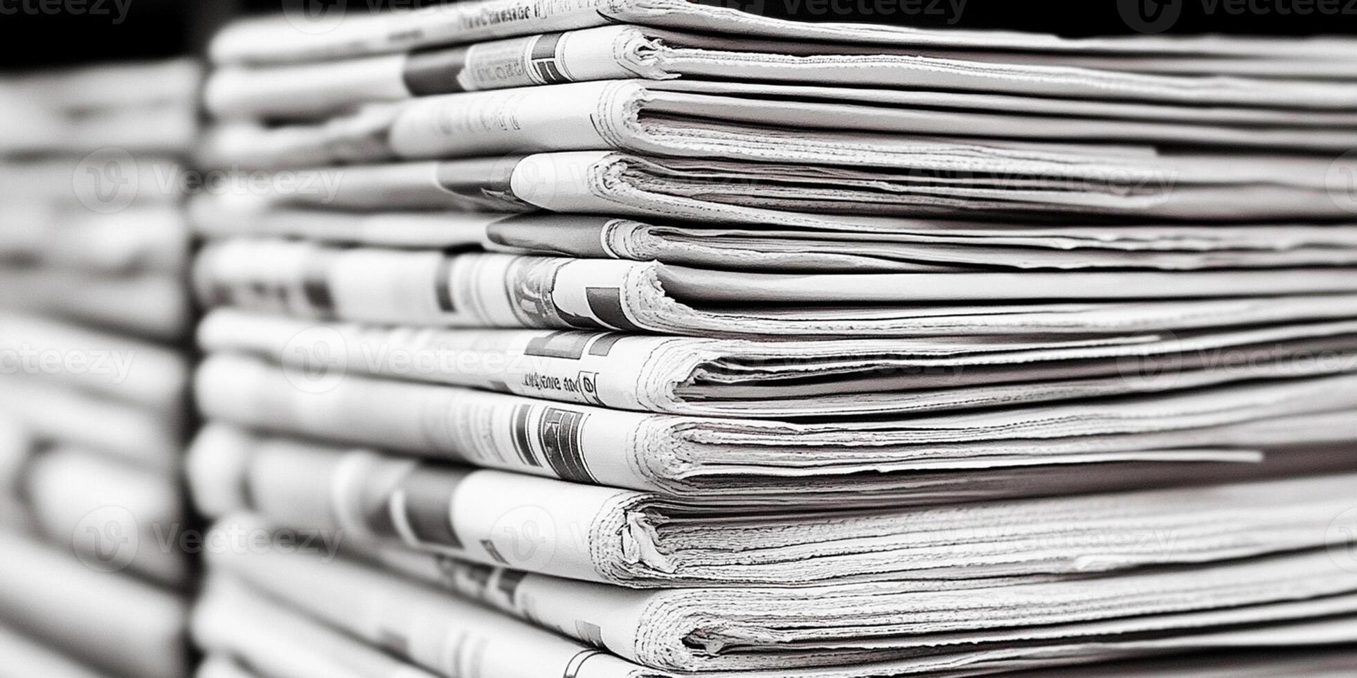 Print media pile of newspapers paper stack paper isolated closeup heap photo
