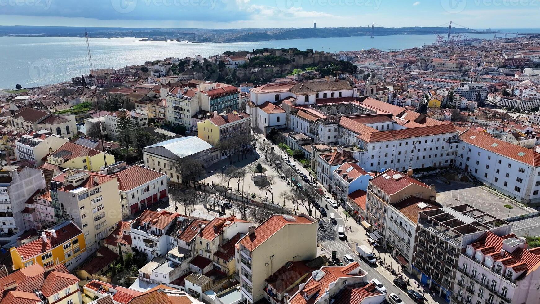 Aerial View of Lisbon Skyline in Lisbon District of Lisbon in Portugal. Landmark Midtown. photo