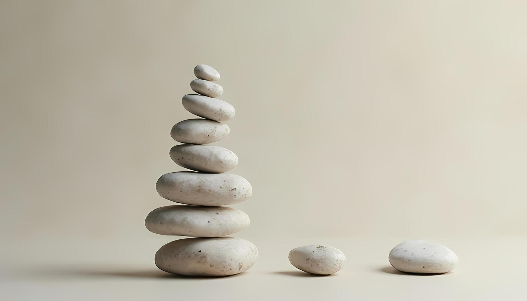 White Balancing Stones Stacked Artfully on Beige Background photo