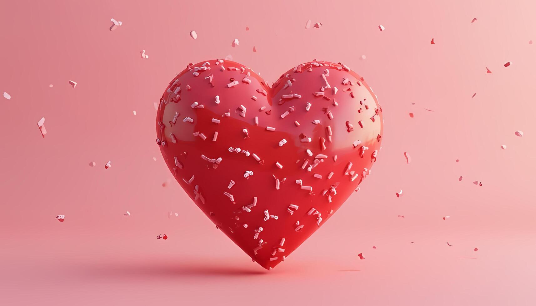 Red Heart with Sprinkles on Pink Background Valentine's Day photo