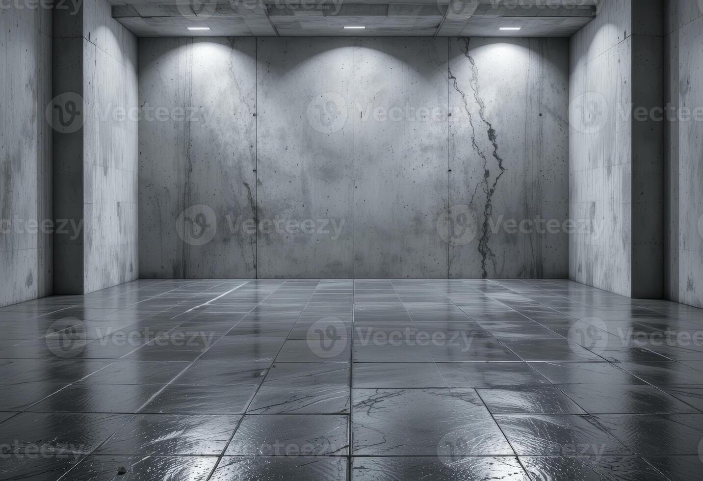 Shiny tiled floor textures in an empty concrete room. photo