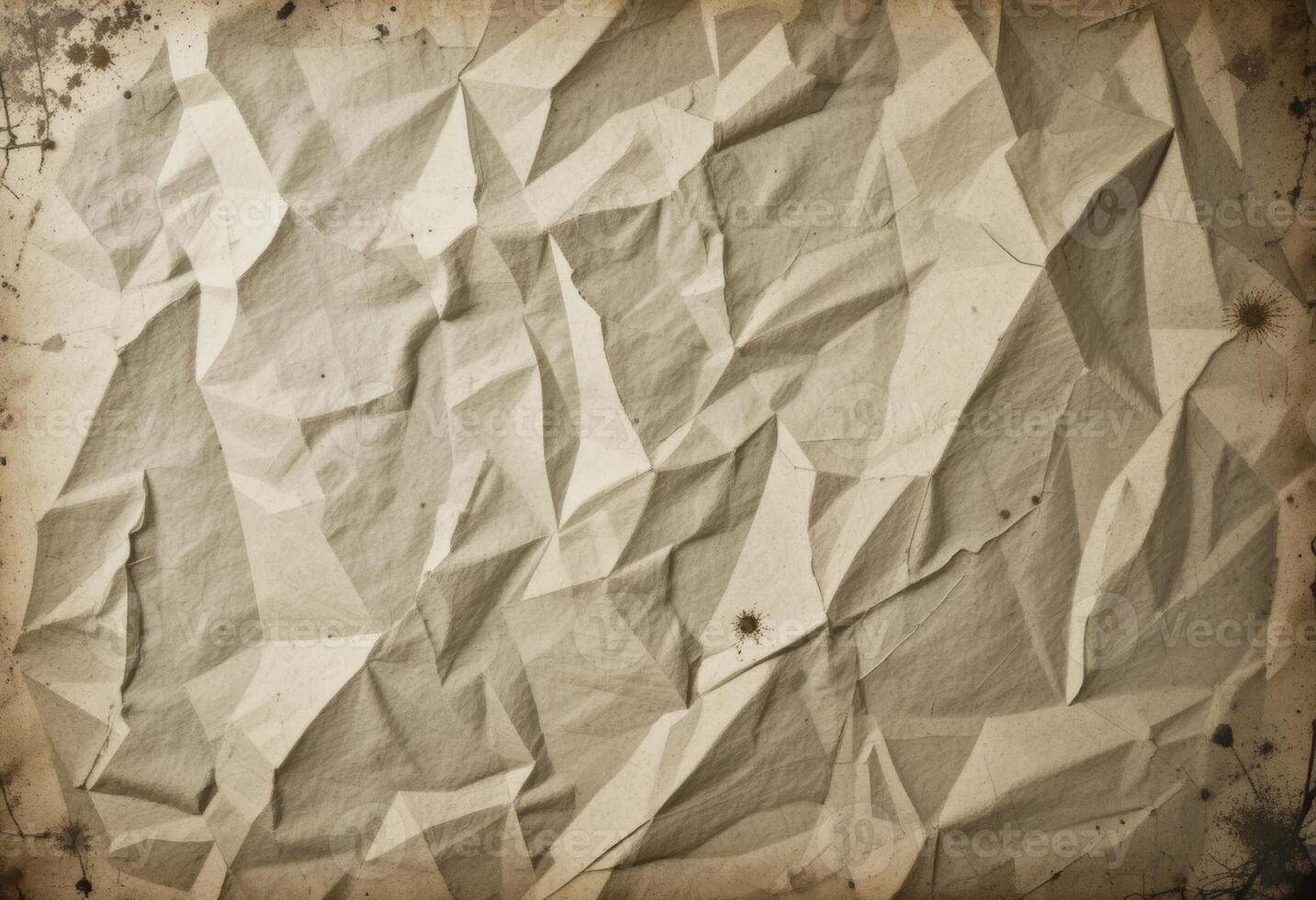 Crinkled scan texture with faded ink and shadow artifacts. photo