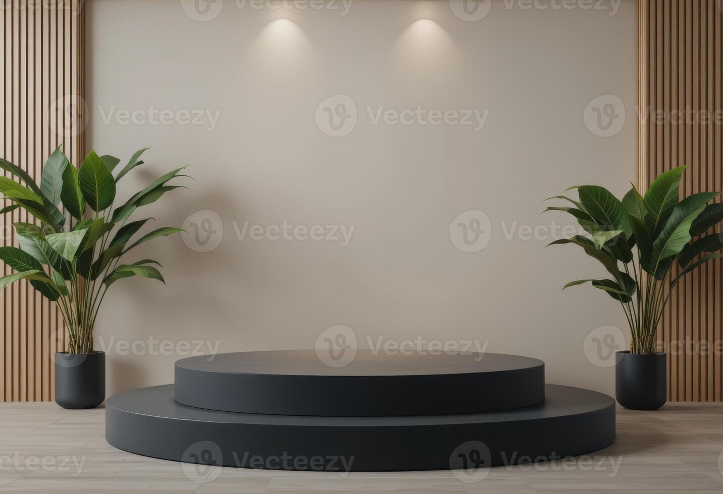 Clean and elegant light black podium perfect for showcasing products. photo