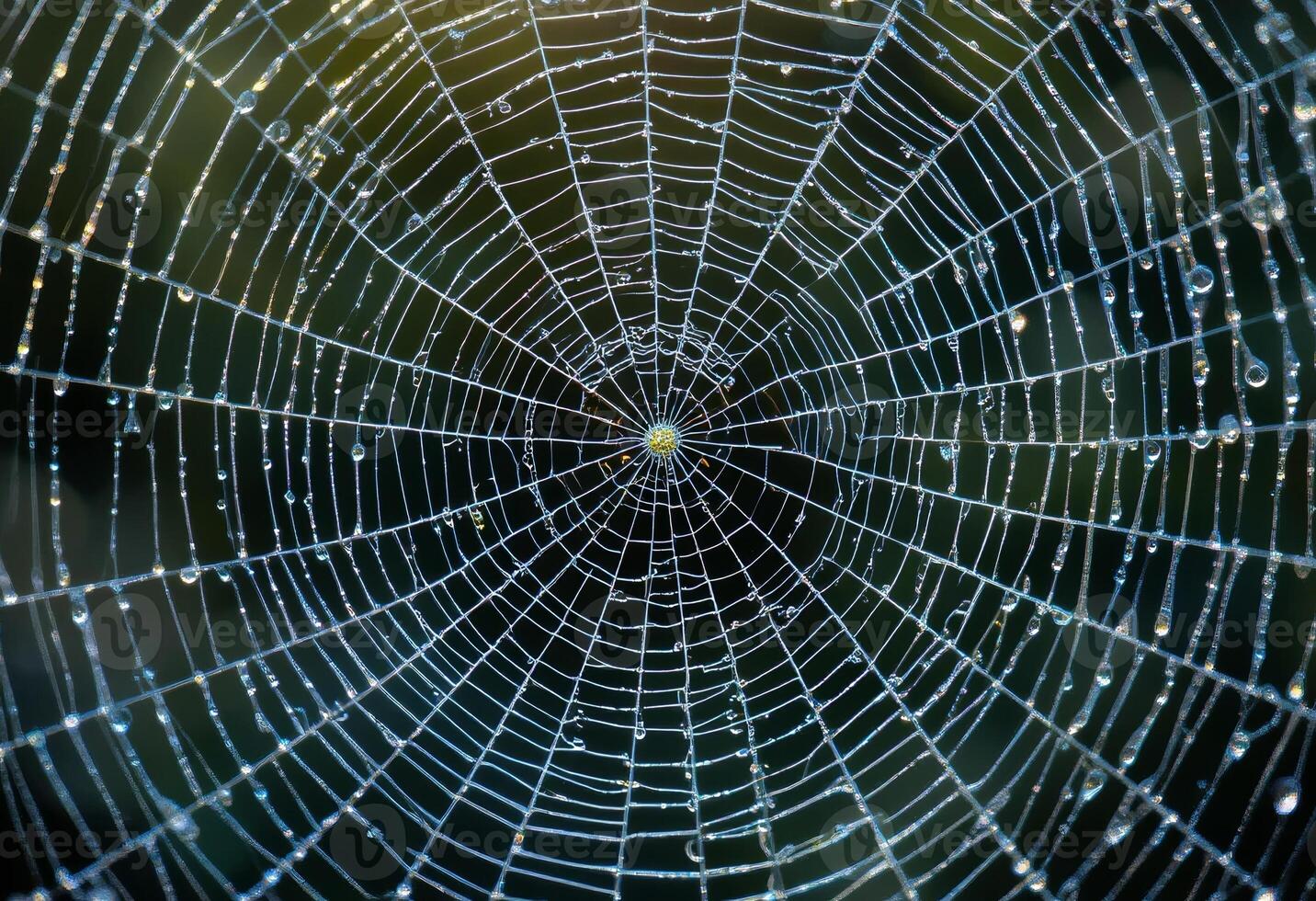 Spiderweb with a glistening dew drops. photo