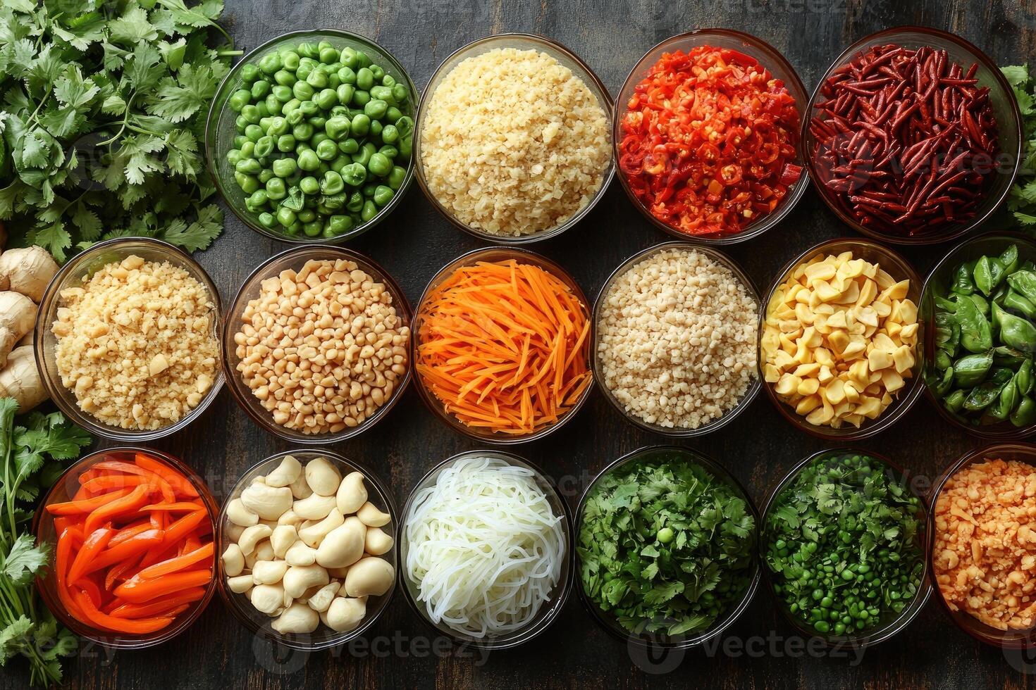 An Array of Fresh and Dried Ingredients for a Flavorful Dish photo