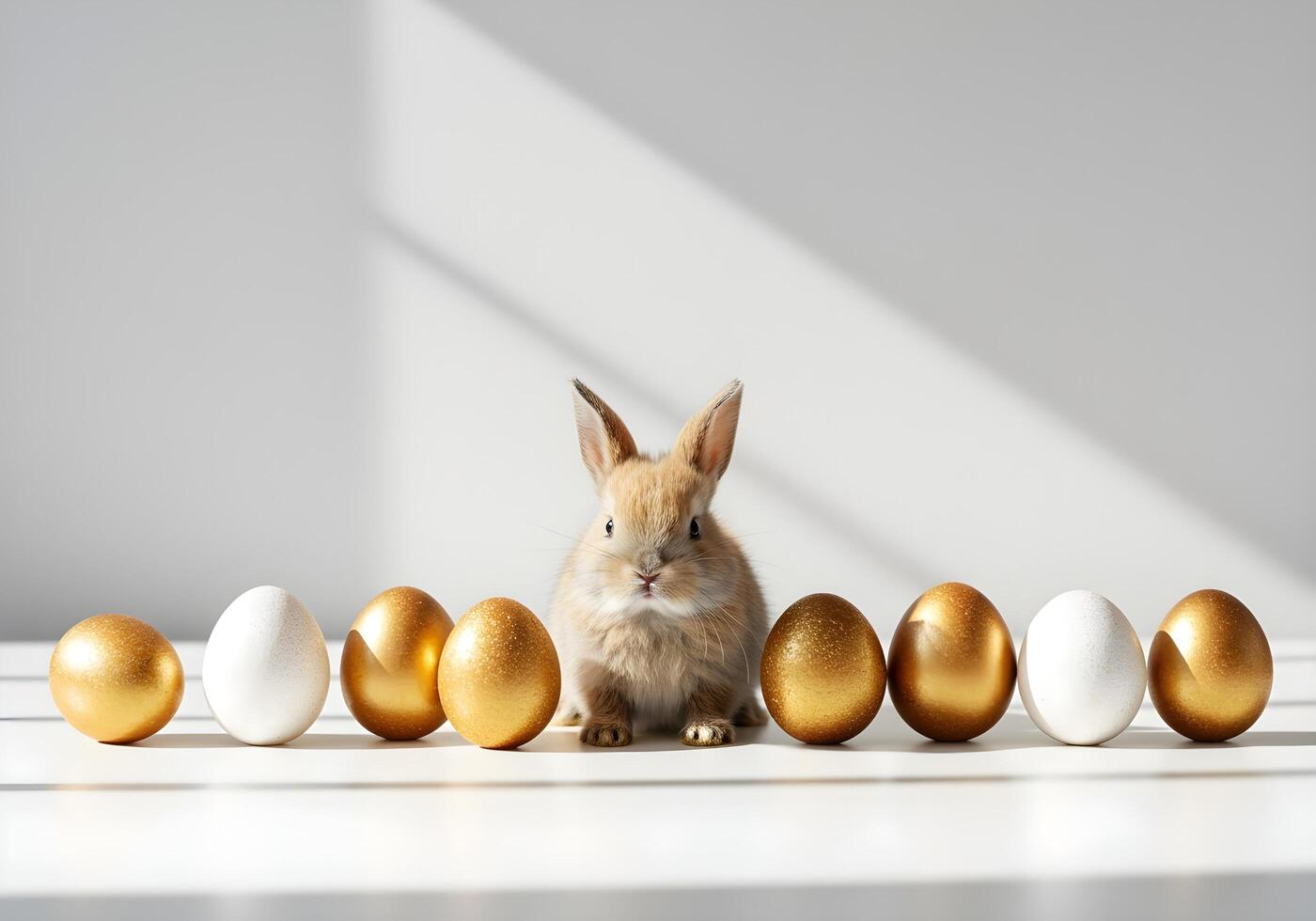 Easter Bunny with Golden and White Eggs photo
