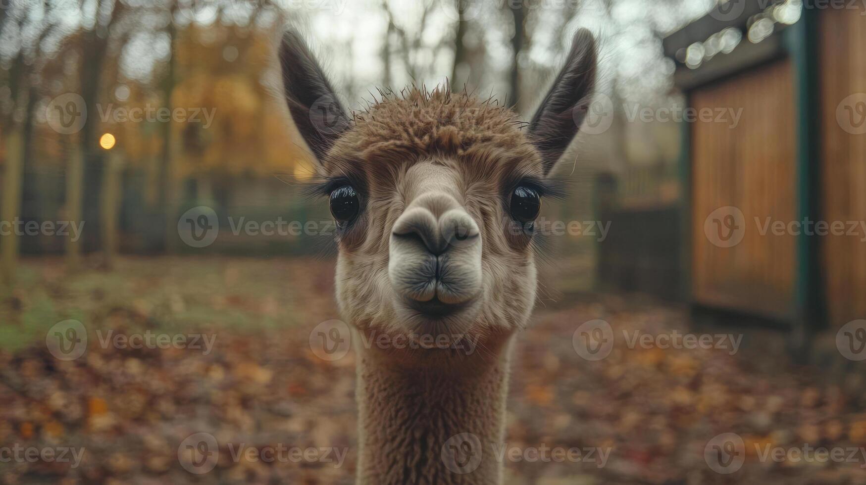 Close-up of an alpaca's face photo