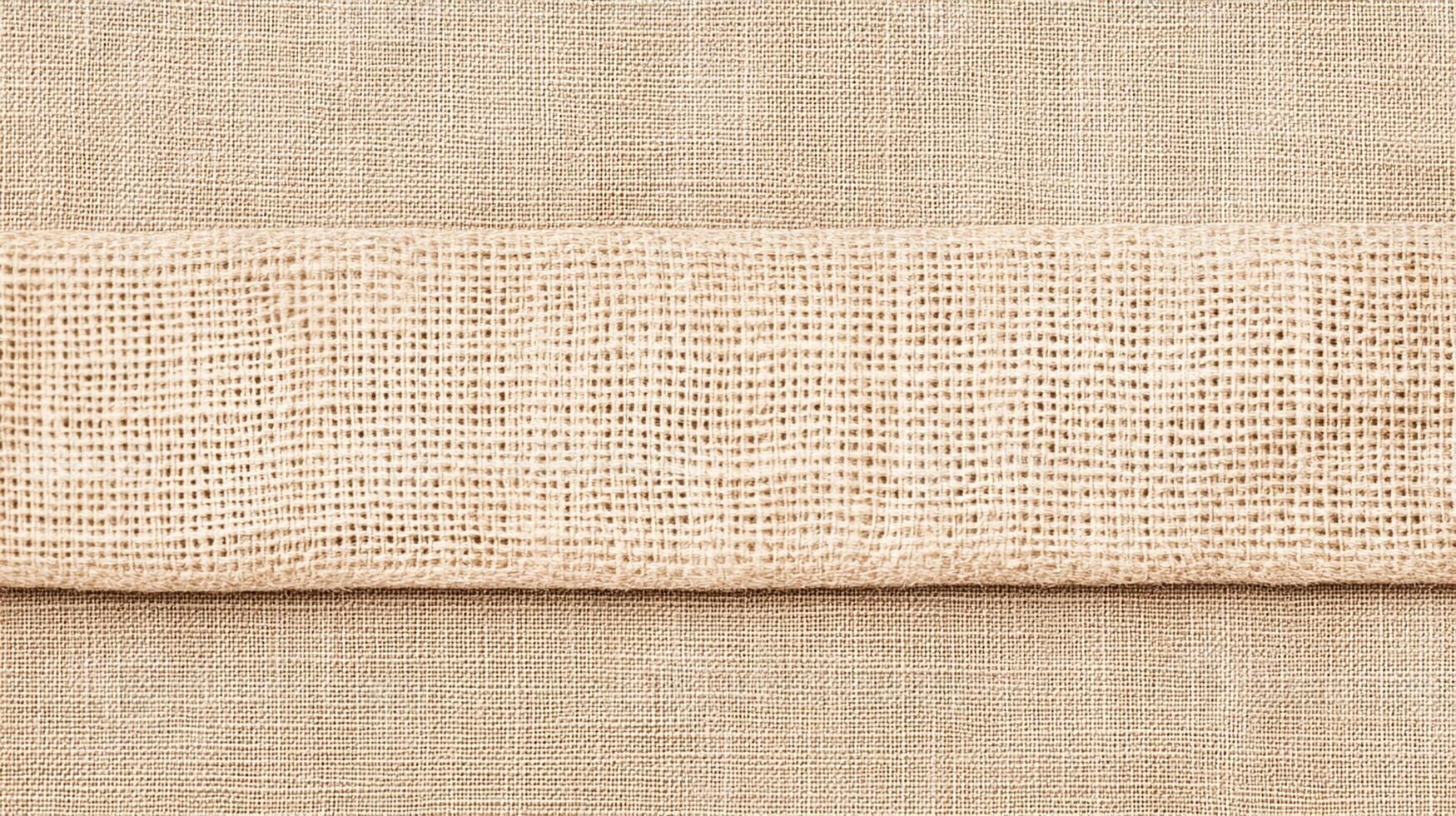 Close-up Natural Linen Fabric with Visible Weave. Beige Textured Textile photo