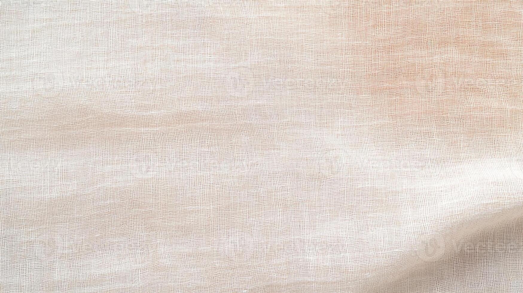 Close-Up of Soft Beige Linen Fabric Texture. Smooth Natural Surface photo