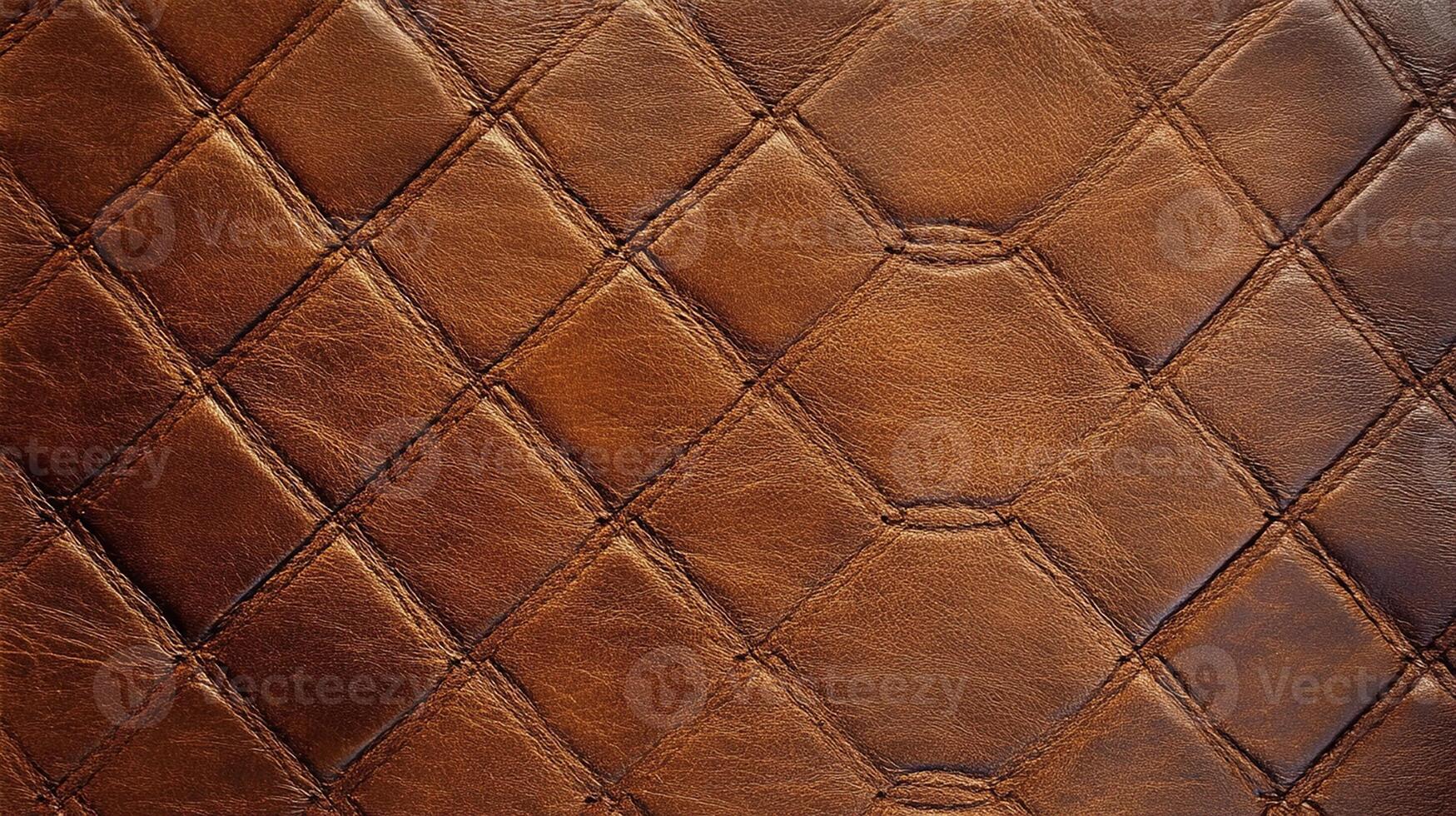 Brown Quilted Leather Texture with Diamond Stitching Pattern photo
