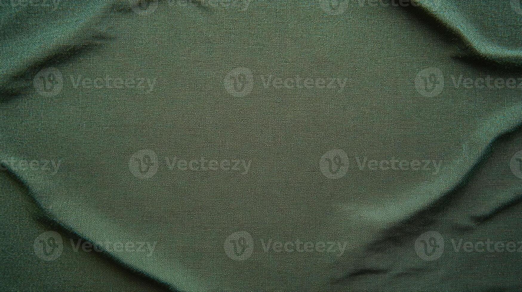 Green Fabric Texture with Soft Creases. Elegant Textile Close-Up Design photo