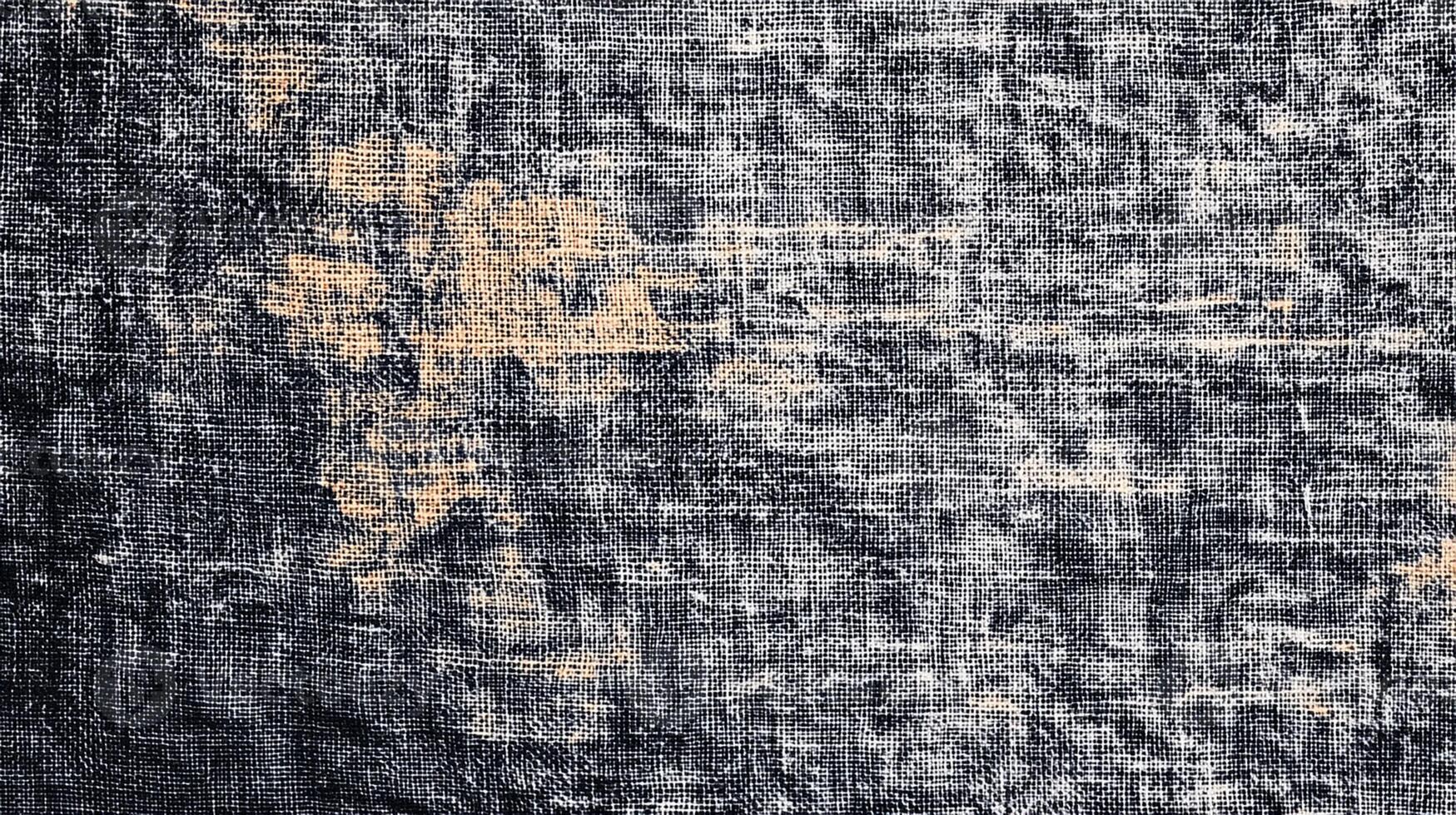 Grunge Worn Fabric Texture with Distressed Black and Beige Pattern. Vintage Textile Background photo