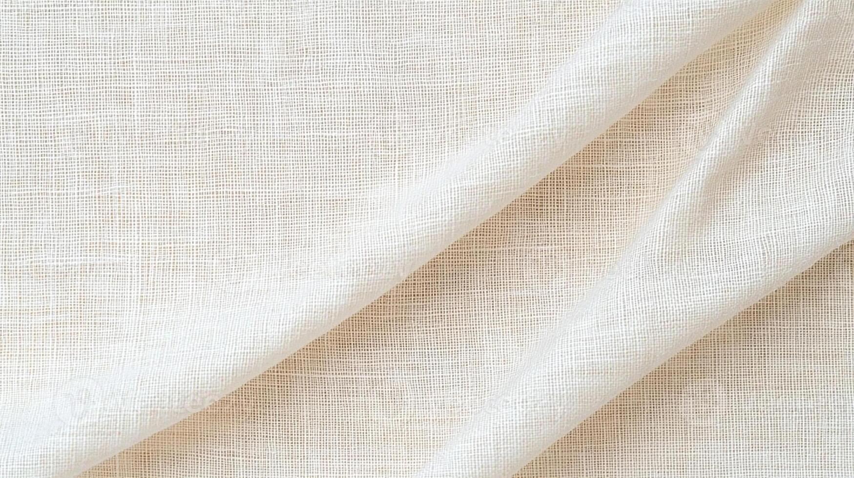 Soft Beige Linen Fabric with Gentle Folds. Natural Textile Background photo