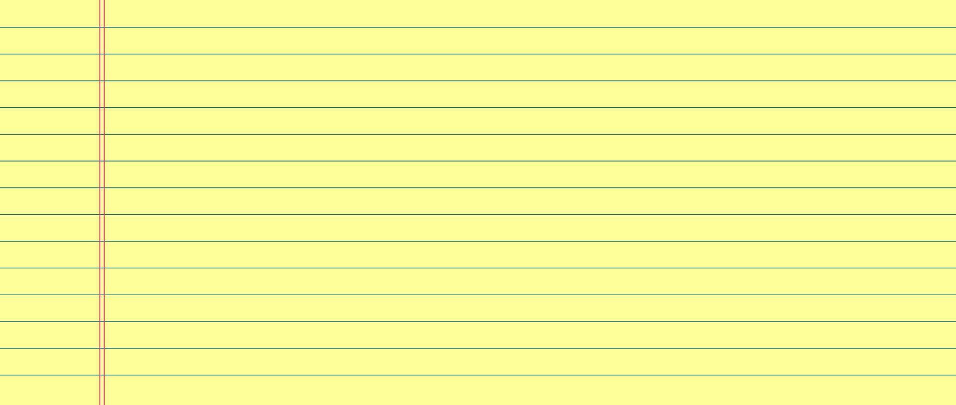 Yellow lined legal pad paper. A vintage notepad sheet with horizontal blue lines and red margin, ideal for digital scrapbooking, collage, and background use. vector