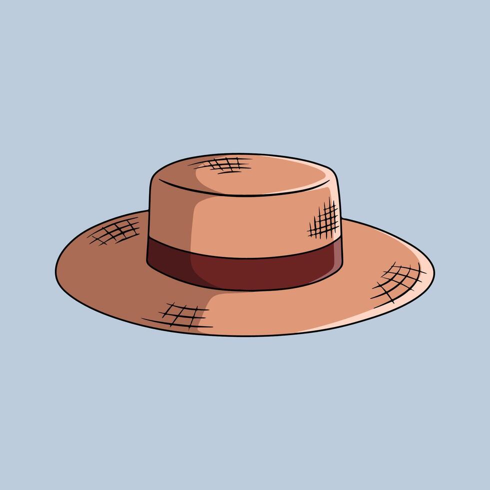 Straw hat with classic style vector