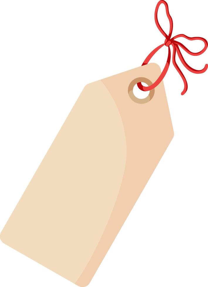 Paper gift label with bow for gift. Hand drawing illustration vector