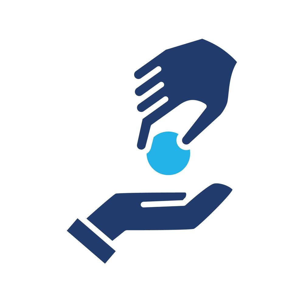 Hand Gives a Coin to the Other Hand colored icon design good for web or mobile app vector