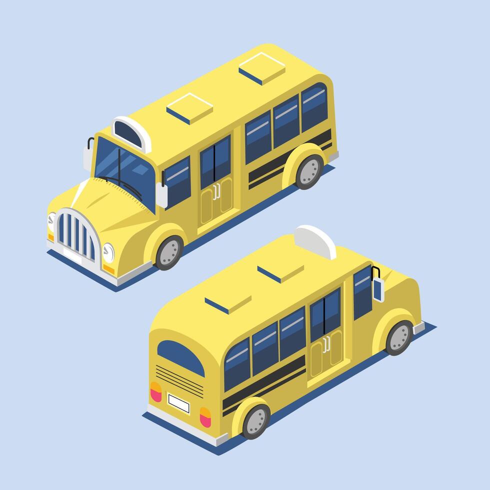 School Bus 3D Isometric Flat Illustration design vector