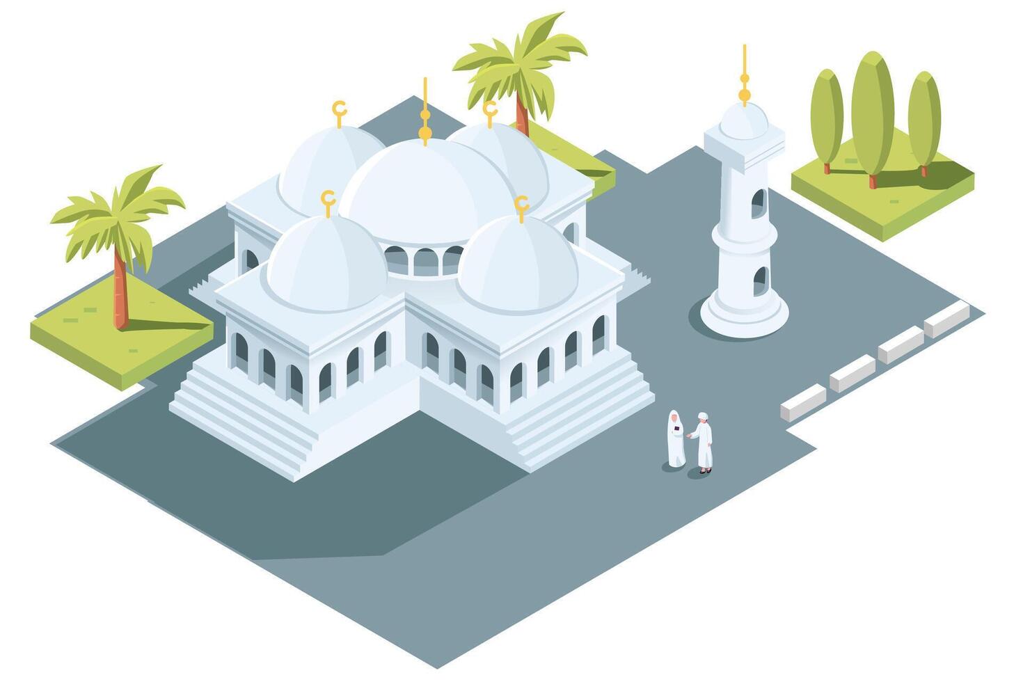 mosque isometric illustration design vector
