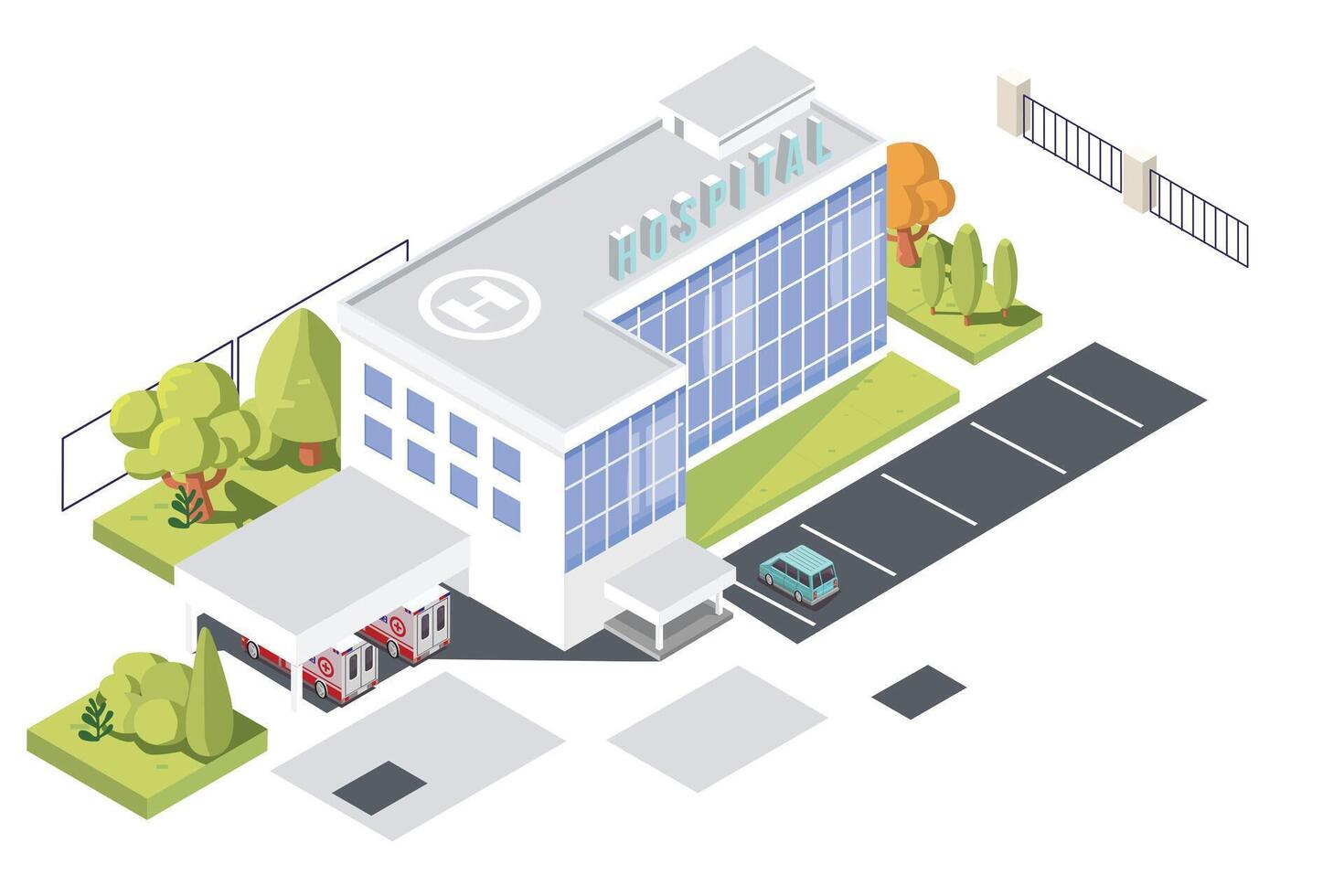 hospital building isometric illustration design vector