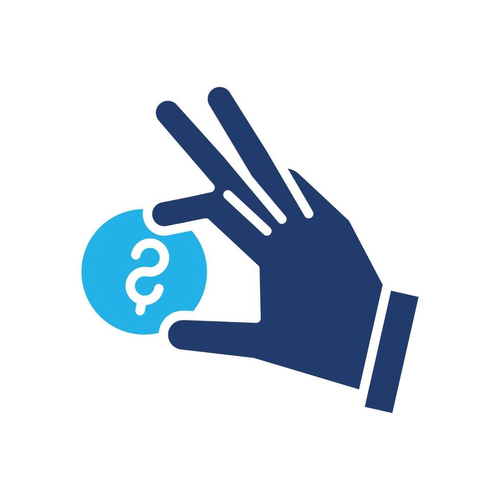 insert coin. hand hold coin colored icon design good for web or mobile app vector