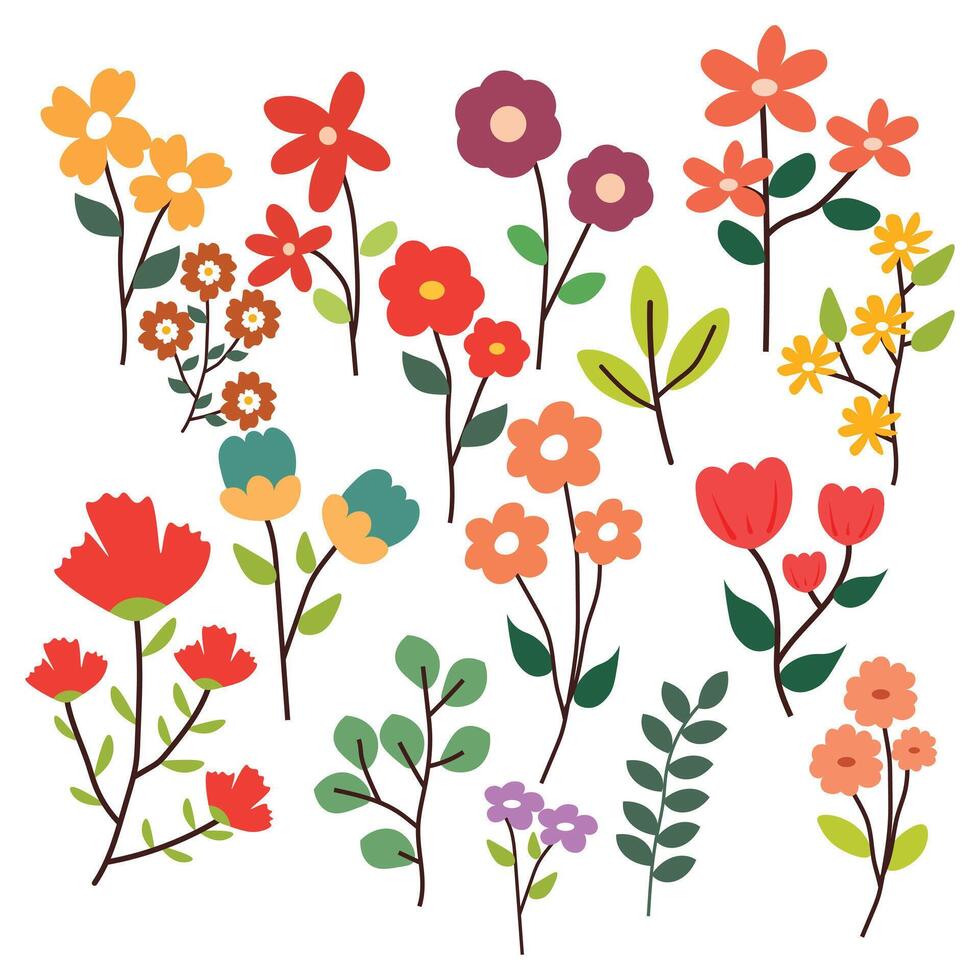 Spring flower set vector