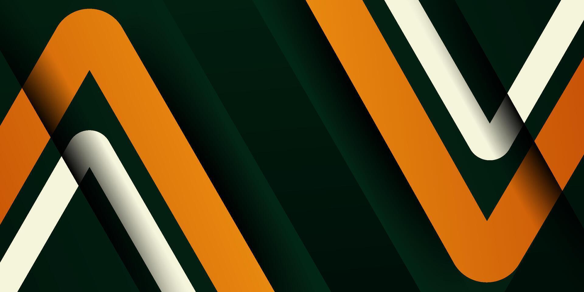 Modern abstract dark green background with simple geometric orange triangle pattern. Triangle shape design Futuristic technology concept. Suitable for business, brochure, website. eps10 vector