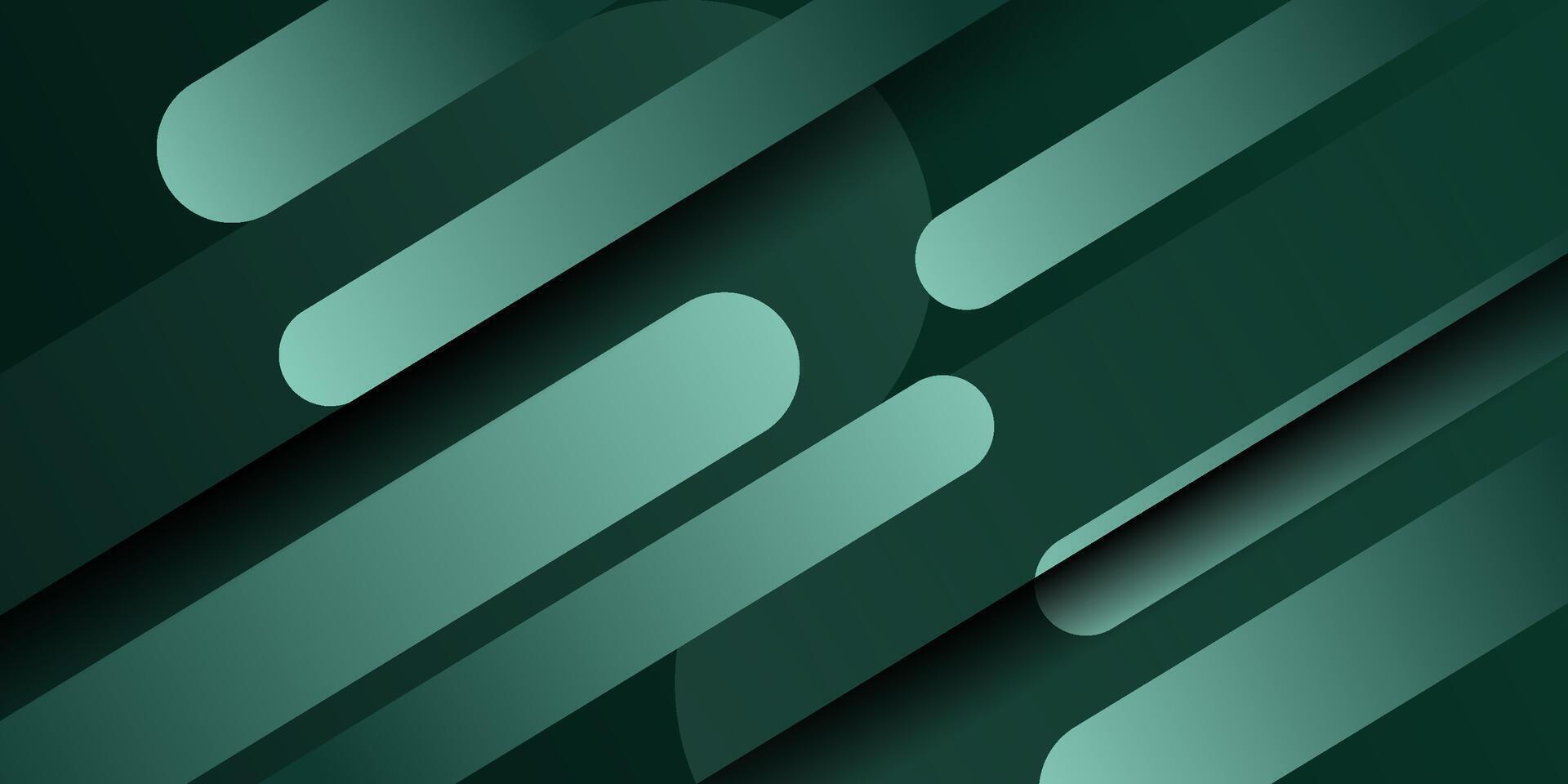 Abstract dynamic green color 3D background. Overlapping rectangle curved background. vector