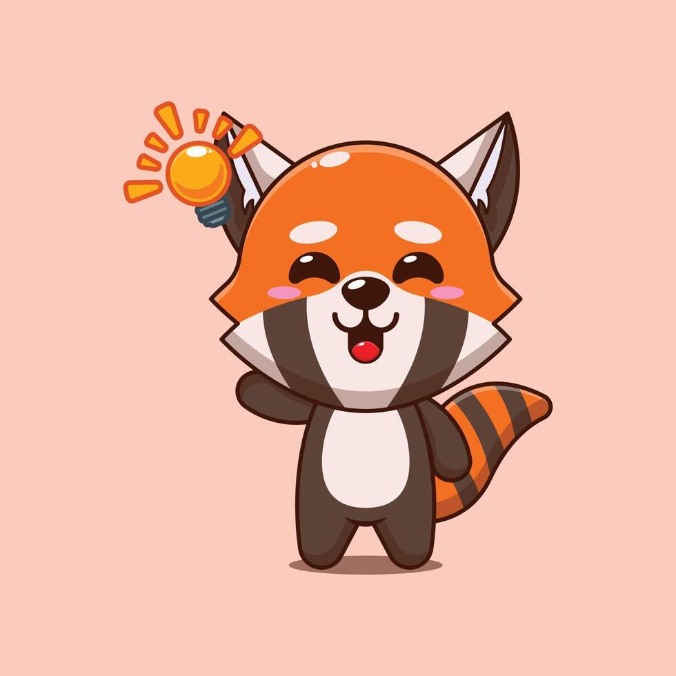 Cute red panda cartoon illustration get an idea vector