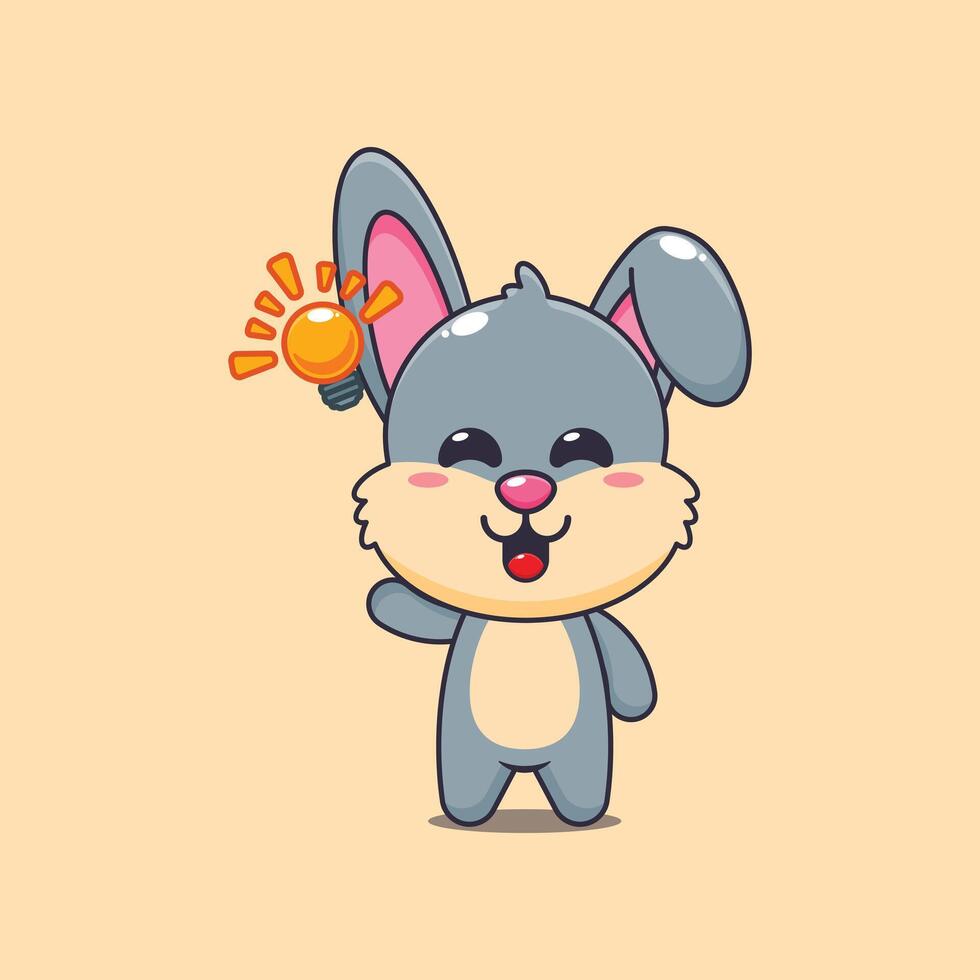 Cute rabbit cartoon illustration get an idea vector