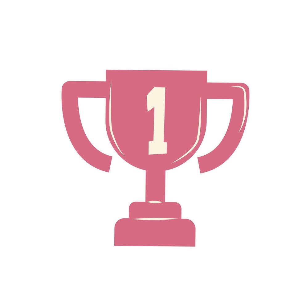 Win cup with first place in flat design. Basketball championship prize. illustration isolated. vector