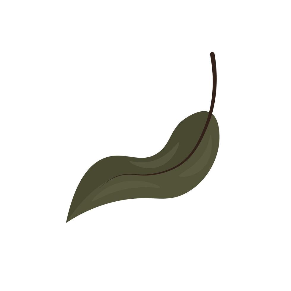 Green leaf in flat design. Abstract summer garden foliage plant flying. illustration isolated. vector