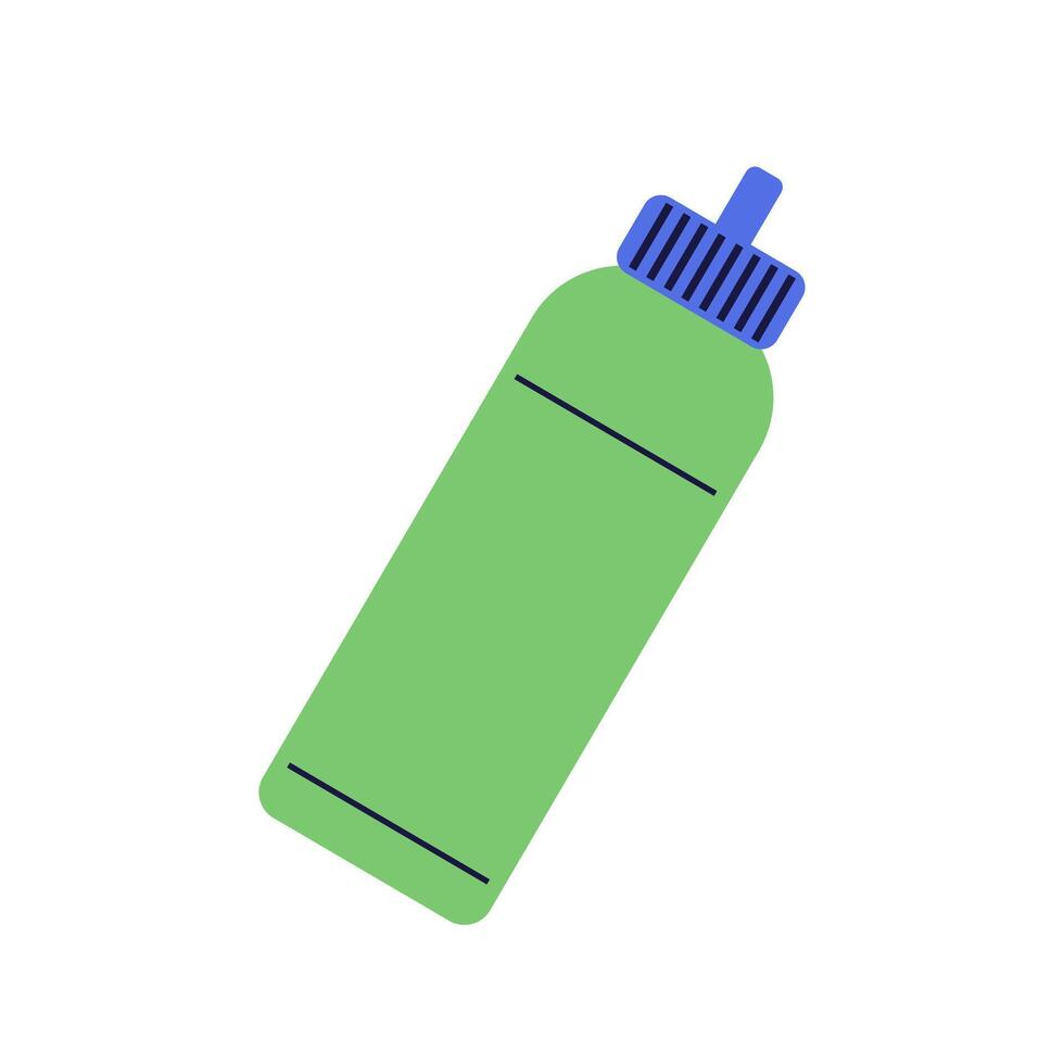 Sport water bottle in flat design. Plastic flask for drinking beverage. illustration isolated. vector