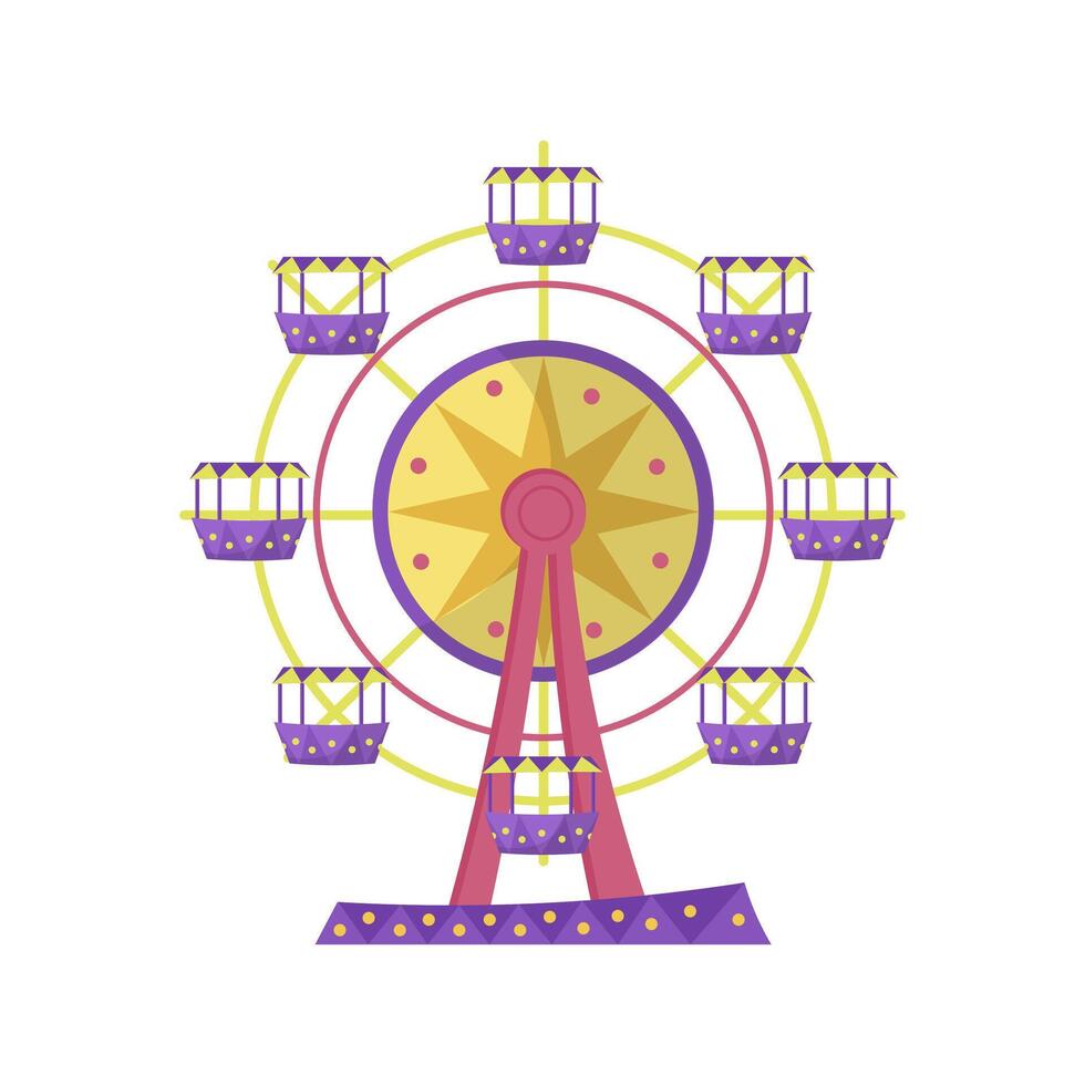 Ferris wheel in flat design. Amusement park entertainment on attraction. illustration isolated. vector