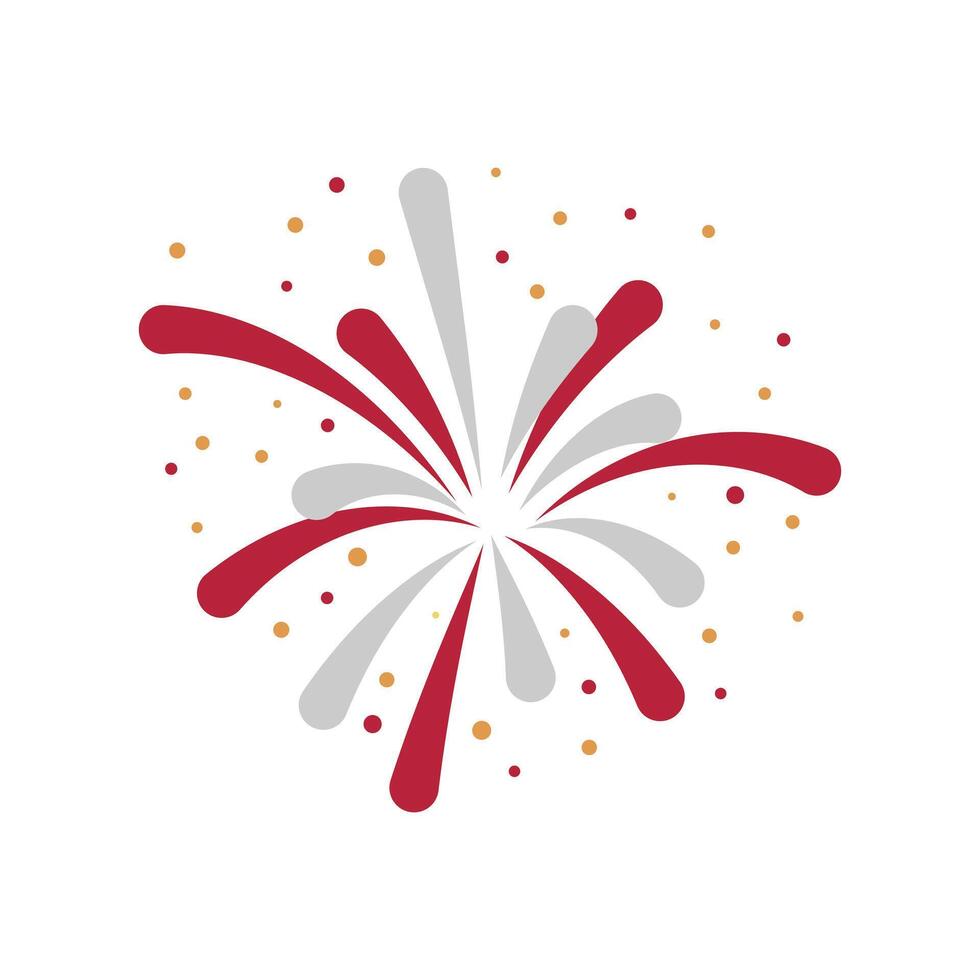 Holiday firework in flat design. Red and white canadian colours of firecracker. illustration isolated. vector