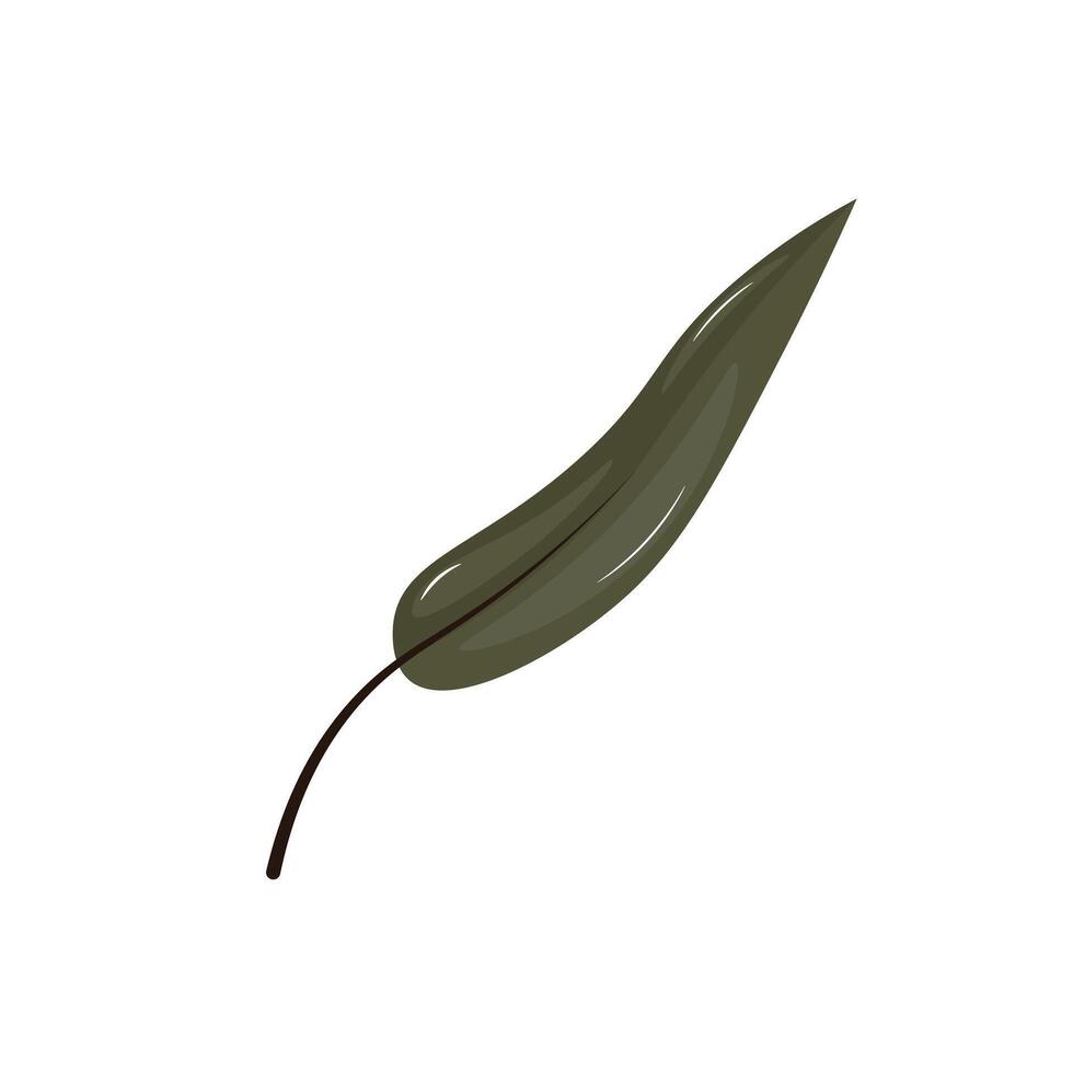 Green leaf in flat design. Foliage plant with abstract floral shape. illustration isolated. vector