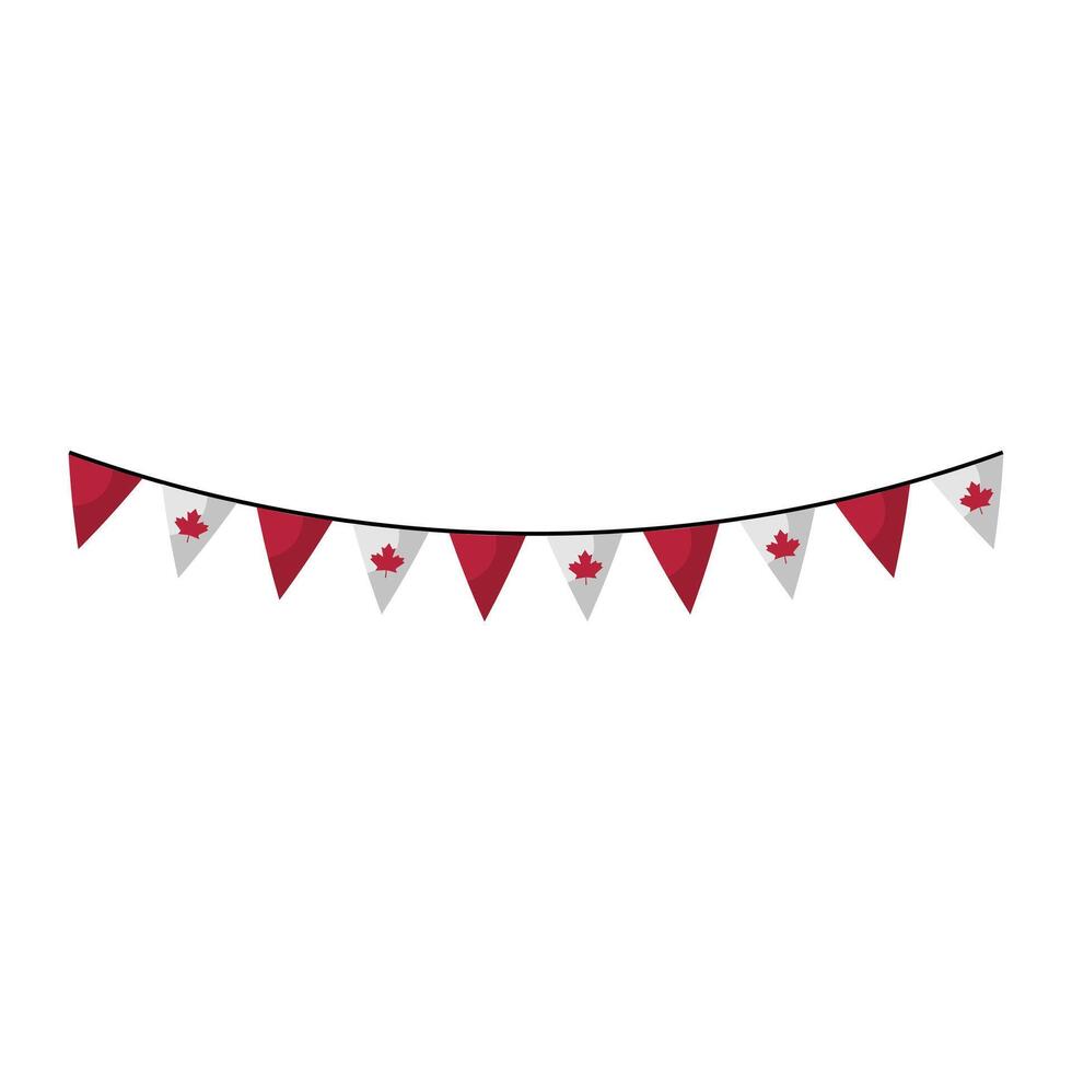 Canada flag garland in flat design. Canadian symbolic bunting on string. illustration isolated. vector