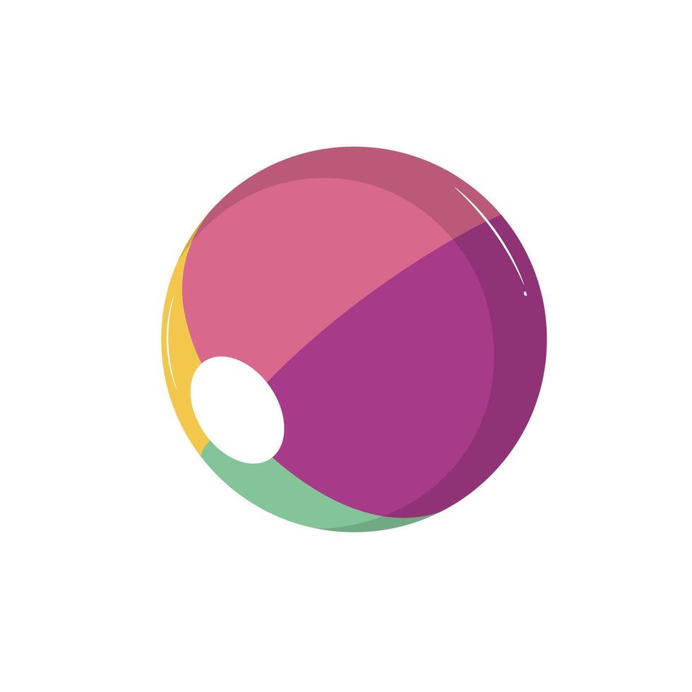 Inflatable beach ball in flat design. Rubber striped sphere for game. illustration isolated. vector
