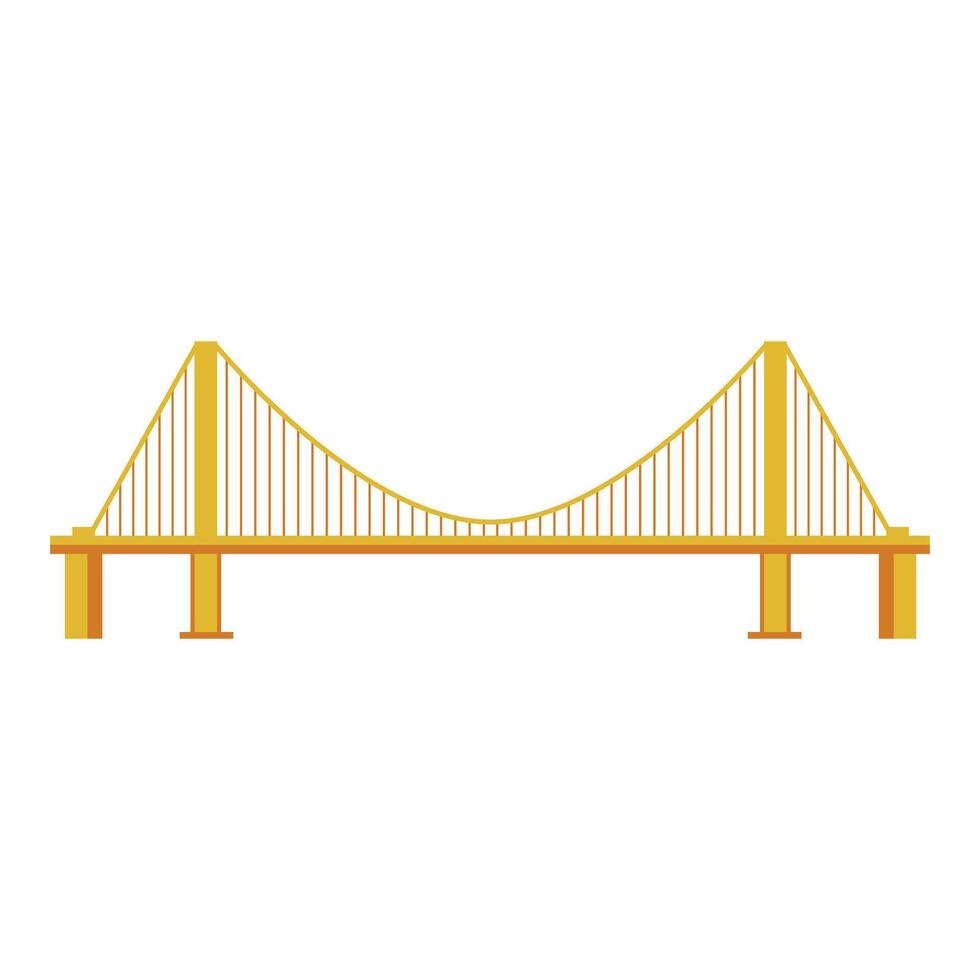 Bridge architecture in flat design. Suspension construction technology. illustration isolated. vector