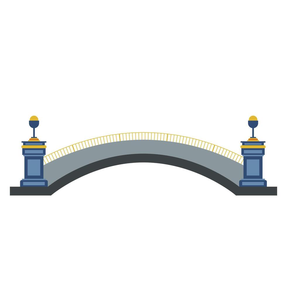 Bridge architecture in flat design. Classical arch construction with pillars. illustration isolated. vector