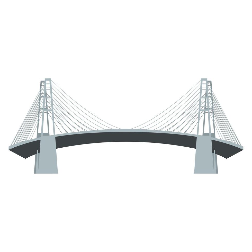 Bridge architecture in flat design. Cable stay construction with steel towers. illustration isolated. vector
